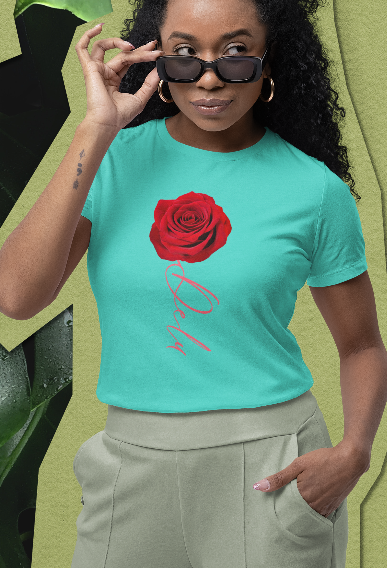 Delu Red Flower Tshirt