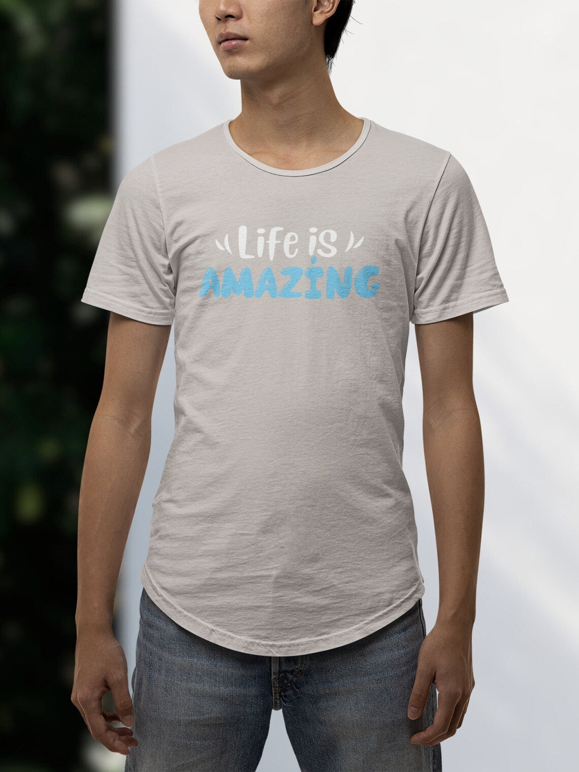 Life is Amazing Men's Jersey Curved Hem Tee, Amazing shirts, Inspirational shirts, Motivational Shirts, Positive shirts, Trendy tees