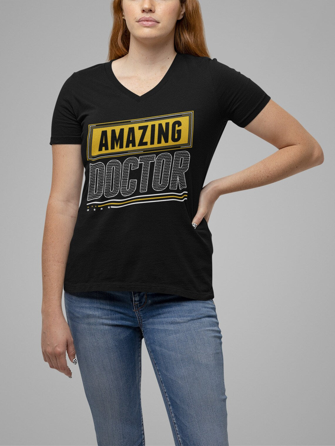Amazing Doctor Women's Short Sleeve V-Neck Tee, Doctor shirts, Doctor gift ideas, gift for doctors, women shirt with doctor design