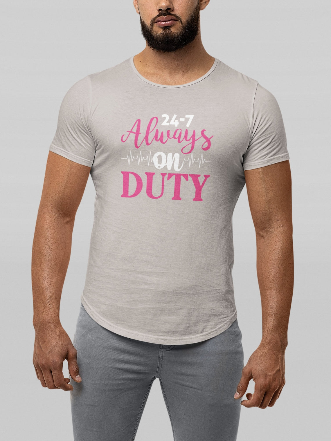 24-7 Always On Duty Men's Jersey Curved Hem Tee, Doctor shirts, Doctor gift ideas, New Doctor shirt, doctors gift, Doctor team shirt