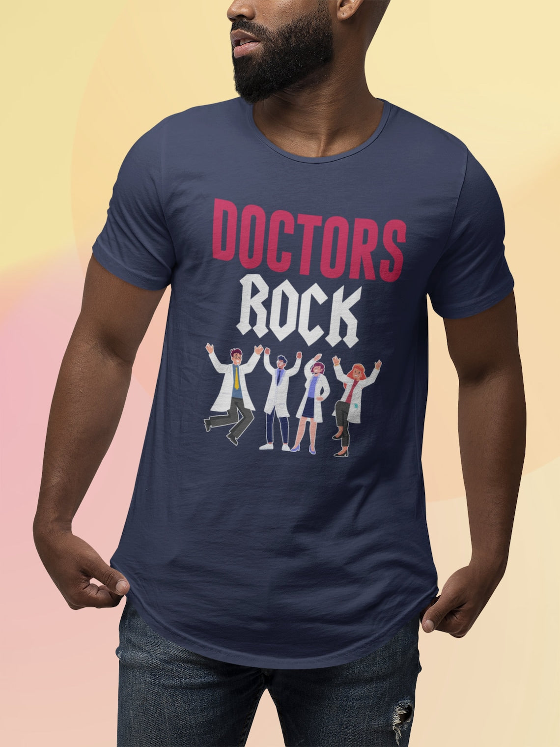 Doctors Rock Men's Jersey Curved Hem Tee, Doctor shirts, Doctor gift ideas, New Doctor shirt, doctors gift, Doctor team shirt