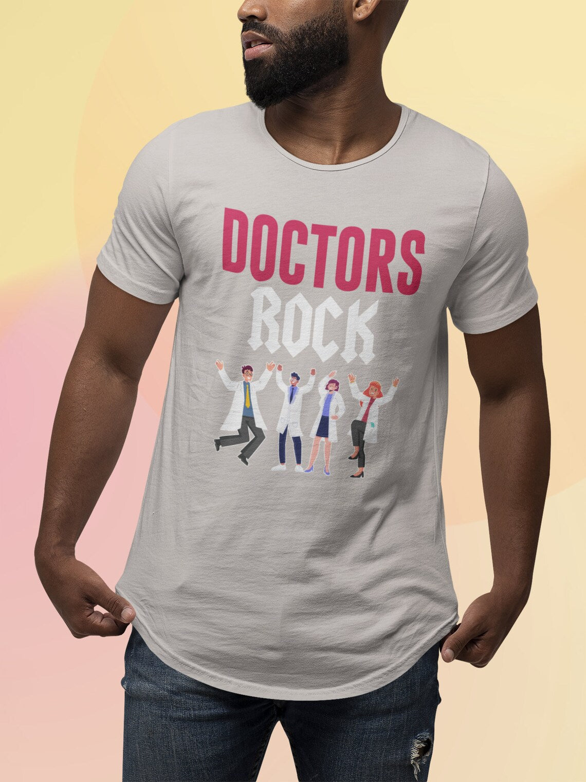 Doctors Rock Men's Jersey Curved Hem Tee, Doctor shirts, Doctor gift ideas, New Doctor shirt, doctors gift, Doctor team shirt