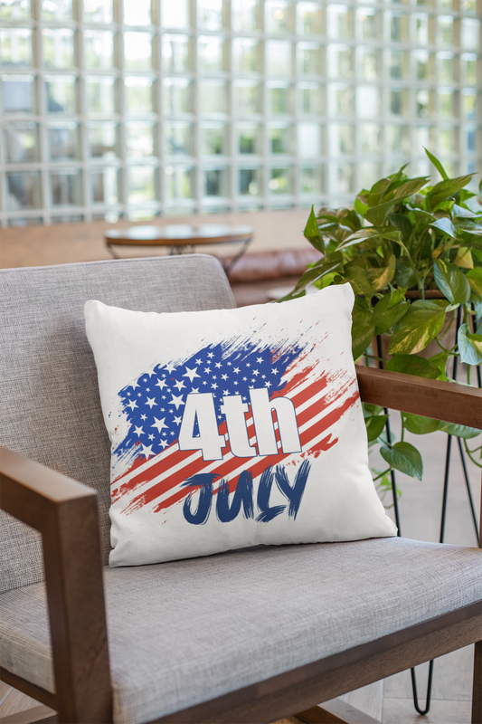 4th July Celebration Spun Polyester Square Pillow | Patriotic Decor | Independence Day Gift | Red, White, and Blue Design