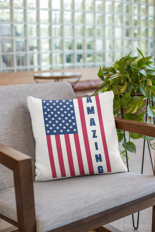 US Flag: Amazing Spun Polyester Square Pillow