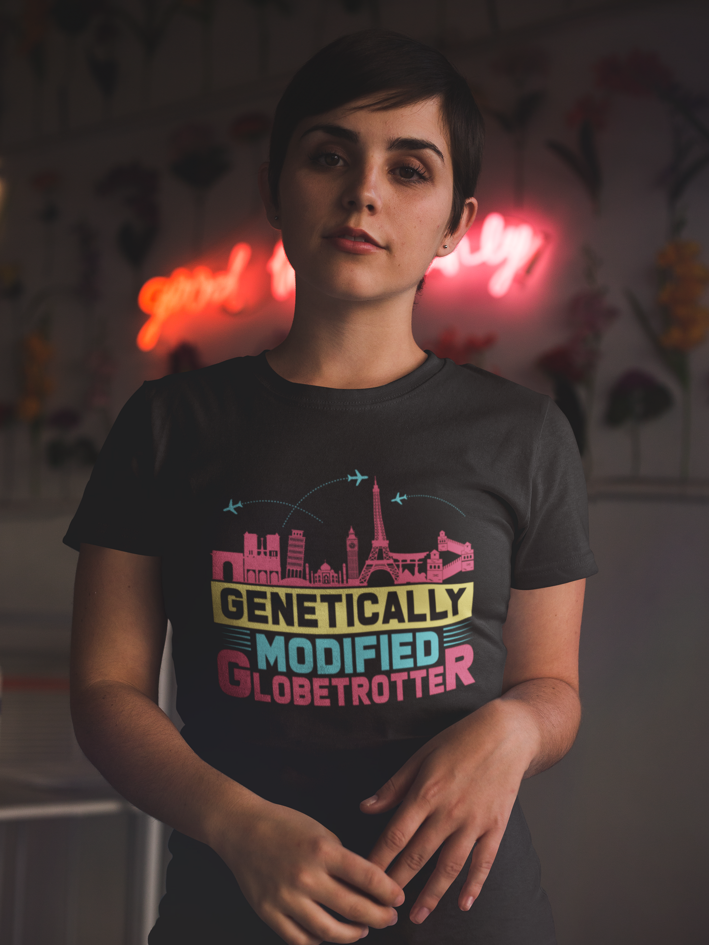 Genetically Modified Globetrotter, Unisexshirt, Motivational Shirt, Inspirational Shirt, Positive Shirts, Gift Ideas for Women, Gift Ideas for Men