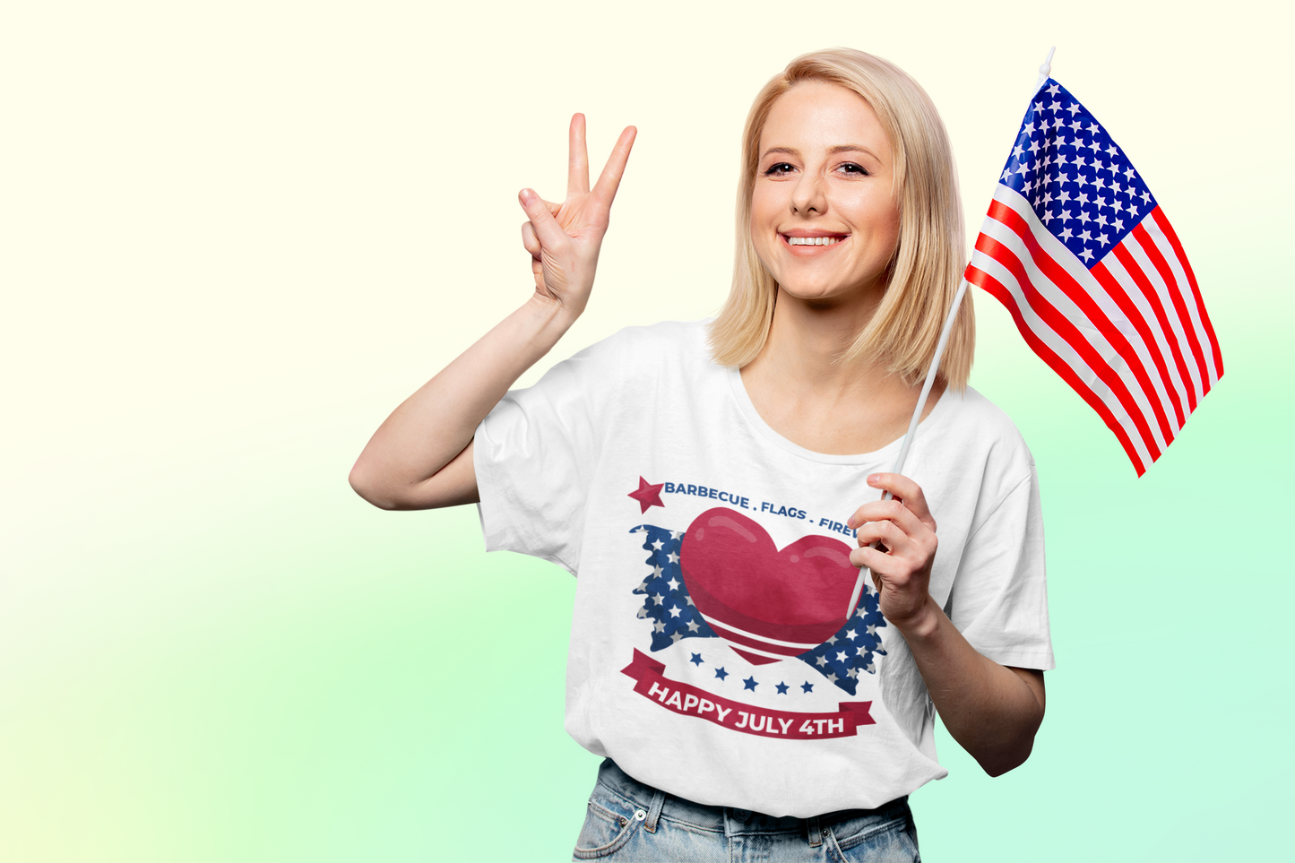 Barbecue Flags Fireworks Happy July 4th Youth Short Sleeve Tee