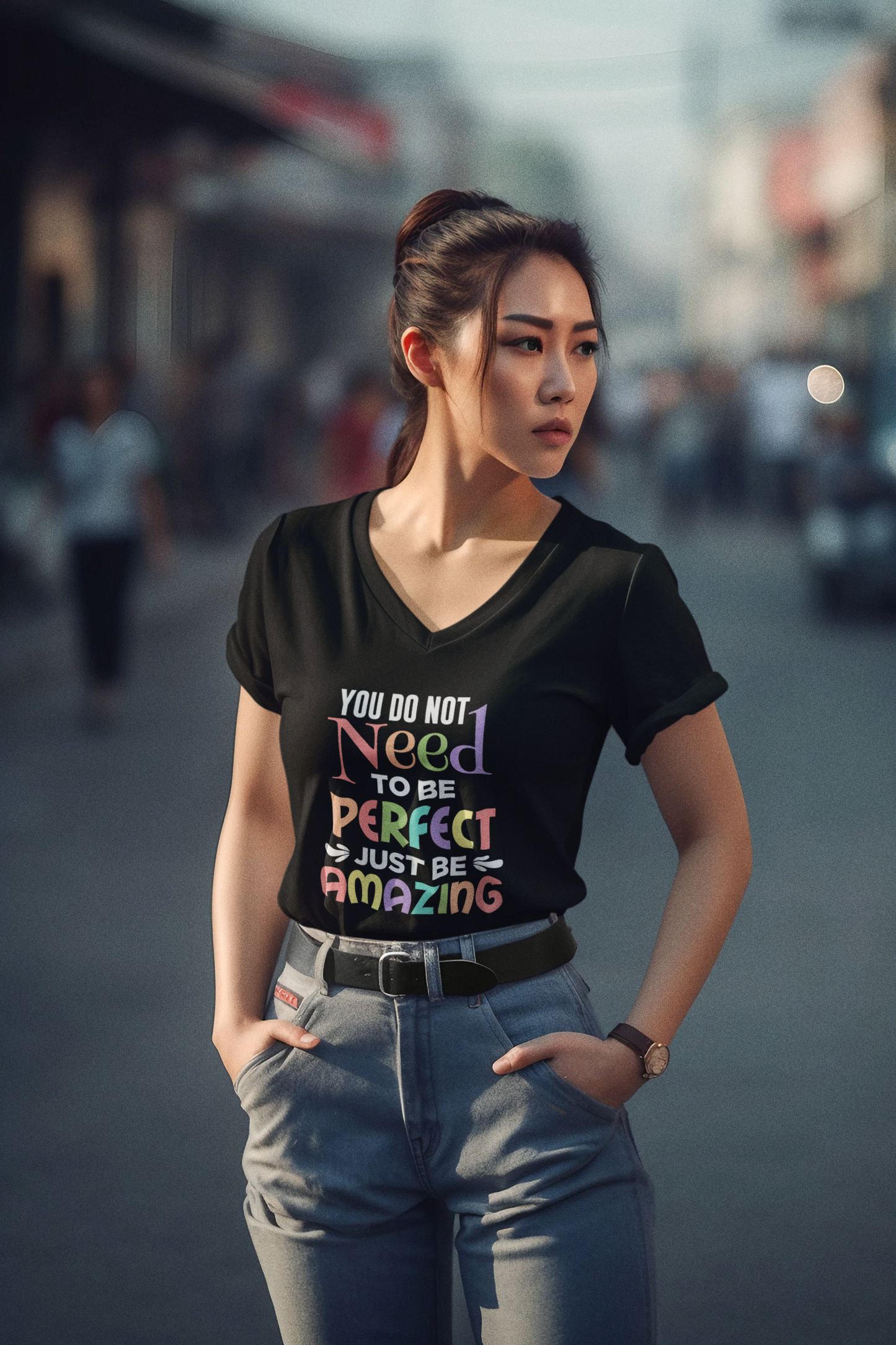 You Do Not Need To Be Perfect Just Be Amazing Women's V-Neck Tee, Amazing shirts, Inspirational shirts, Motivational Shirts, Trendy tees