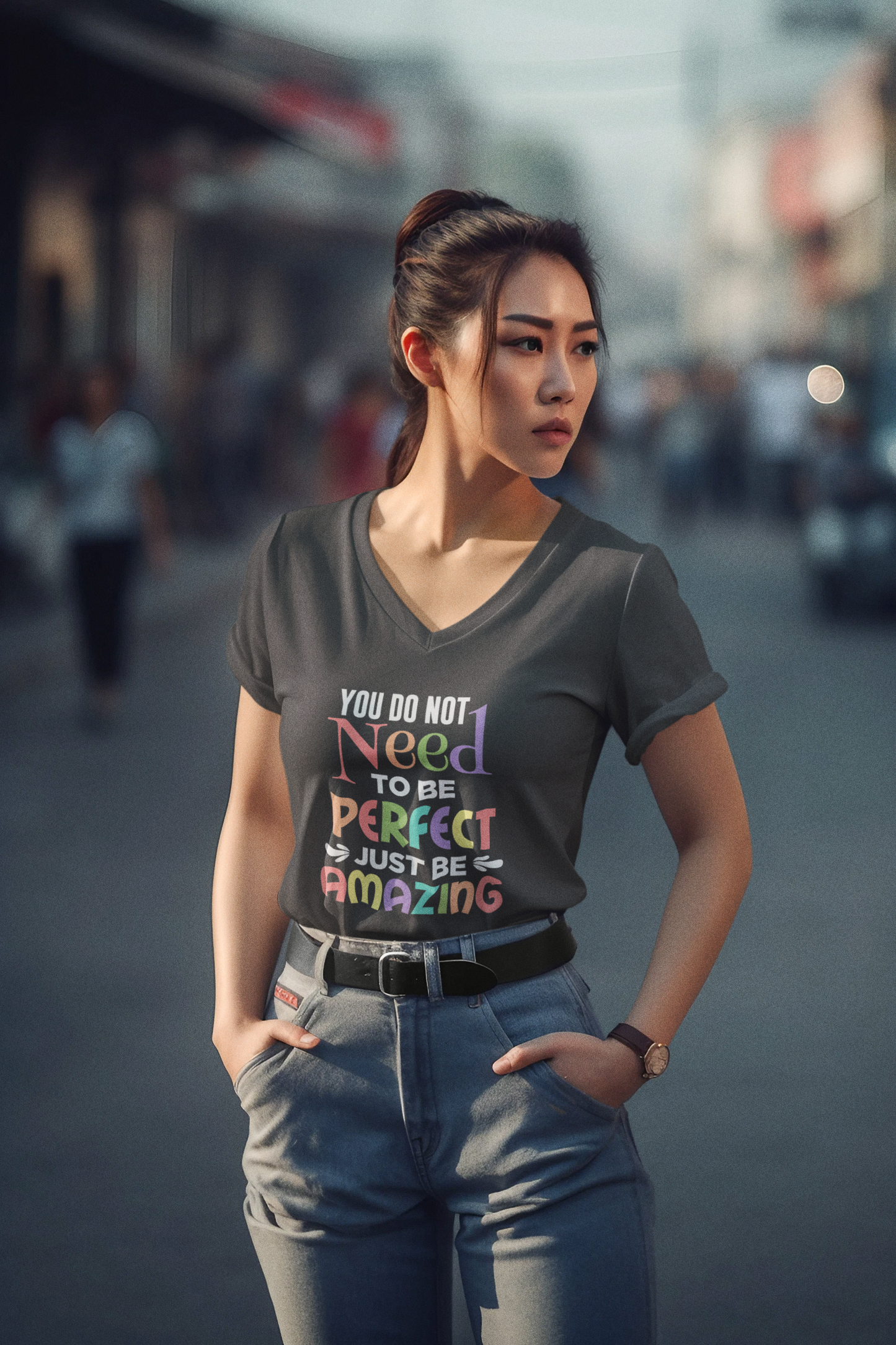 You Do Not Need To Be Perfect Just Be Amazing Women's V-Neck Tee, Amazing shirts, Inspirational shirts, Motivational Shirts, Trendy tees